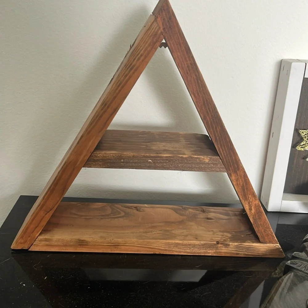 Handmade wooden triangle wall shelf